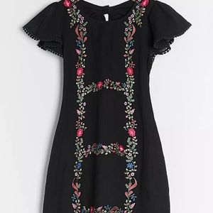 ANTHROPOLOGIE  Georgine Embroidered Mini Dress By RANNA GILL sz XXS Shift Dress